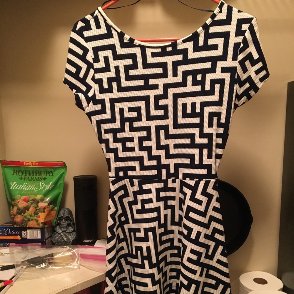 Irreplaceable Chevron Blue & White Dress